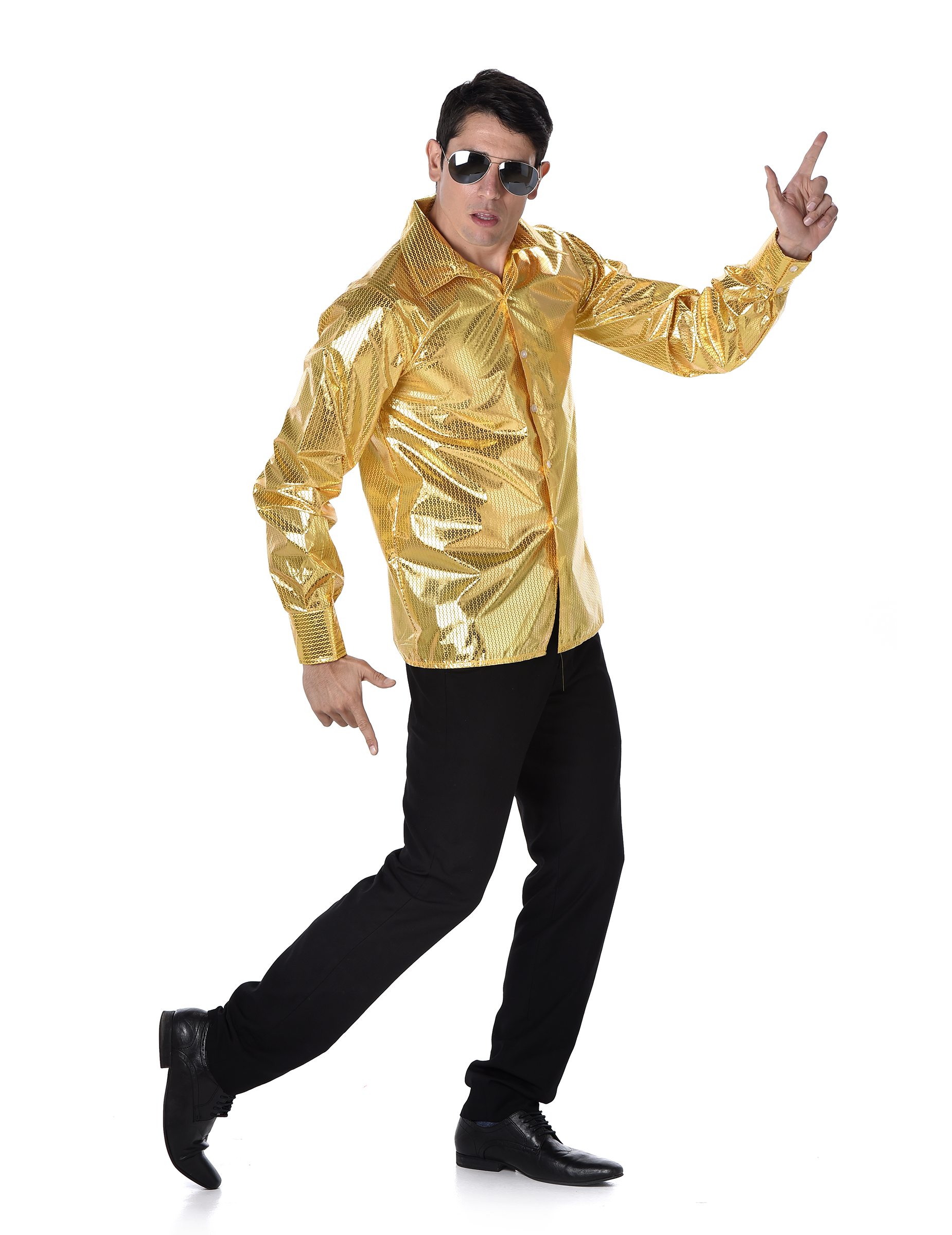 Chemise Disco Boland à Volants Jaune Fluide - Style Années 70 - Fête Déguisement Carnaval